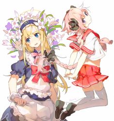 Rule 34 | 1boy, alternate costume, androgynous, apron, astolfo (fate), blonde hair, blue eyes, blush, braid, chevalier d&#039;eon (fate), dress, enmaided, fang, fate/apocrypha, fate/grand order, fate (series), hair ribbon, long hair, looking at viewer, maid, maid apron, maid headdress, male focus, namie-kun, official alternate costume, open mouth, pink hair, puffy sleeves, purple eyes, ribbon, single braid, smile, thighhighs, trap, waist apron