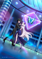 Rule 34 | 1boy, 1girl, black hair, blonde hair, bug, butterfly, command spell, couple, dancing, dress, fate/grand order, fate (series), formal, fujimaru ritsuka (male), fujimaru ritsuka (male) (royal brand), full body, hetero, high heels, insect, jeanne d&#039;arc (fate), jeanne d&#039;arc alter (avenger) (fate), jeanne d&#039;arc alter (avenger) (third ascension) (fate), jeanne d&#039;arc alter (fate), long hair, looking at another, navel, night, official alternate costume, shirotsumekusa, short hair, smile, suit, yellow eyes