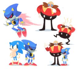 Rule 34 | angry, dr. eggman, facial hair, fire, fire, gigi d.g., hedgehog, lowres, male focus, metal sonic, mustache, red footwear, sonic the hedgehog, sonic (series), sonic the hedgehog (classic), source request