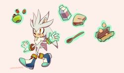 Rule 34 | 1boy, animal nose, artist name, boots, egg, food, fruit, furry, furry male, gloves, licking lips, male focus, milk, orange eyes, orphisterical, silver the hedgehog, solo, sonic (series), strawberry, telekinesis, tongue, tongue out, walking, white gloves, yellow eyes