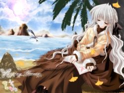 Rule 34 | 1girl, beach, bug, butterfly, day, dolphin, closed eyes, ginkgo tree, bug, leaf, re-laive, serizawa aoi, sleeping, solo, third-party edit, wallpaper