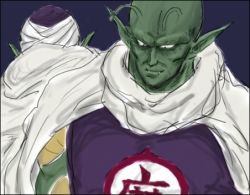 Rule 34 | age difference, antennae, cape, colored skin, dragon ball, father and son, green skin, lowres, piccolo, piccolo daimaou, pointy ears