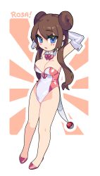 Rule 34 | 1girl, bow, breasts, brown hair, cleavage, creatures (company), game freak, highres, leotard, medium breasts, nintendo, pink bow, poke ball, pokemon, pokemon bw2, rosa (pokemon), solo