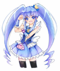 Rule 34 | 10s, 1girl, bad id, bad pixiv id, black thighhighs, blue eyes, blue hair, blue skirt, brooch, crown, cure princess, happinesscharge precure!, heart, heart brooch, lyra-kotto, magical girl, matching hair/eyes, open mouth, precure, shirayuki hime, skirt, solo, thighhighs, twintails