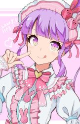Rule 34 | 1girl, ceros, close-up, dated, finger to cheek, happy birthday, head tilt, highres, manaka non, pretty series, pripara, purple eyes, purple hair, side ponytail, solo