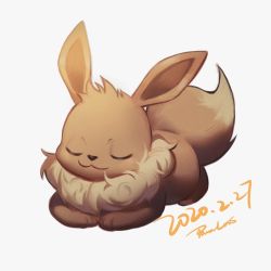 Rule 34 | :3, brown fur, closed mouth, commentary, creatures (company), dated, eevee, closed eyes, full body, game freak, gen 1 pokemon, nintendo, no humans, pokemon, pokemon (creature), powerlesssong, signature, solo, toes