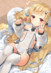 Rule 34 | 1girl, absurdres, ahoge, azur lane, bare shoulders, blonde hair, blush, breasts, candy, character name, covered navel, detached sleeves, eldridge (azur lane), eyebrows visible through headband, facial mark, food, food bite, fujieda uzuki, gloves, hair ornament, hairclip, heart, highres, indoors, lollipop, long hair, long sleeves, looking at viewer, lying, lying on lap, mole, mole on lip, on back, open mouth, panties, pants, pantyshot, pov, puffy sleeves, red eyes, sideboob, small breasts, solo focus, thighhighs, thighs, tongue, tongue out, trembling, underwear, v, very long hair, white gloves, white panties, white pants, white thighhighs, wooden floor