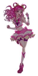 Rule 34 | 1girl, absurdres, bike shorts under skirt, boots, butterfly brooch, cure dream, earrings, frills, hair rings, highres, jewelry, korean commentary, long hair, magical girl, midriff, pink hair, precure, purple eyes, skirt, solo, two side up, watch, wristwatch, xillxu6, yes! precure 5, yumehara nozomi
