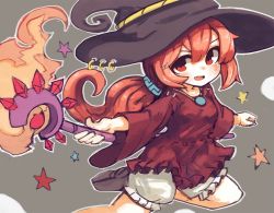 Rule 34 | &gt;:d, 1girl, :d, bad id, bad pixiv id, blush, commentary request, crystal, dress, fire, fire, gem, grey background, hair between eyes, hat, hat ornament, holding, holding wand, jewelry, ketopon, long hair, long sleeves, looking at viewer, magic, necklace, open mouth, original, ponytail, puffy shorts, red dress, red eyes, red hair, shoes, shorts, simple background, sketch, smile, solo, star (symbol), v-shaped eyebrows, wand, white shorts, witch, witch hat