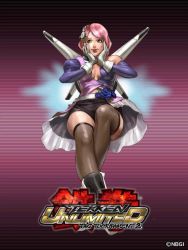 Rule 34 | 1girl, alisa boskonovich, android, asymmetrical clothes, bike shorts, breasts, gloves, junny, medium breasts, multicolored hair, namco, official art, pink hair, short hair, solo, tekken, tekken tag tournament 2, thighhighs, two-tone hair, white gloves, wings