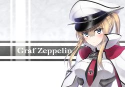 Rule 34 | 10s, 1girl, absurdres, blonde hair, blue eyes, breasts, capelet, female focus, graf zeppelin (kancolle), hat, highres, kantai collection, large breasts, long hair, murasame shia, peaked cap, solo, tail ein, twintails