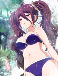Rule 34 | 10s, 1girl, battle girl high school, breasts, brown hair, long hair, navel, open mouth, pink eyes, swimsuit, tsubuzaki anko, twintails