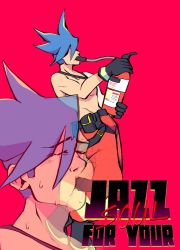 Rule 34 | 1boy, aus vaka, blue hair, galo thymos, highres, jazz for your soul (meme), male focus, meme, promare, topless male