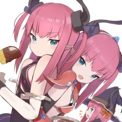 Rule 34 | 3girls, armor, bikini, bikini armor, blue eyes, boots, breasts, cape, choker, earrings, elizabeth bathory (brave) (fate), elizabeth bathory (fate), elizabeth bathory (first ascension) (fate), elizabeth bathory (halloween caster) (fate), fang, fate/extra, fate/grand order, fate (series), hairband, hat, highres, horns, jewelry, knee boots, long hair, multiple girls, multiple persona, open mouth, pauldrons, pointy ears, purple hair, red bikini, shoulder armor, small breasts, smile, swimsuit, two side up, witch hat, yomogi uehara