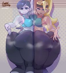 Rule 34 | 2girls, ass, ass-to-ass, ass press, breast press, breasts, crystalcheese (artist), multiple girls, nintendo, protagonist (ring fit adventure), ring fit adventure, ring fit trainee, ring fit trainee (female), symmetrical docking, wii fit, wii fit trainer, wii fit trainer (female)