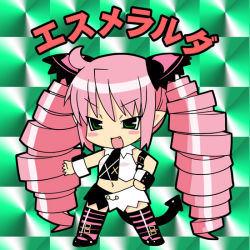 Rule 34 | 00s, 1girl, drill hair, esmerelda, pink hair, saint october, solo, striped clothes, striped thighhighs, thighhighs