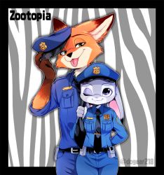 Rule 34 | 1boy, 1girl, rabbit, fox, furry, highres, inumimi moeta, judy hopps, nick wilde, police, police oufit, police uniform, uniform, zootopia