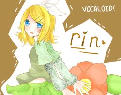 Rule 34 | 1girl, blonde hair, blue eyes, character name, copyright name, hair ornament, kagamine rin, open mouth, short hair, solo, vocaloid