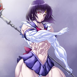 Rule 34 | 1girl, bishoujo senshi sailor moon, breasts, extreme muscles, female focus, highres, muscular, purukogi (plasma beach), sailor saturn