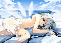 Rule 34 | 1girl, absurdres, bad id, bad pixiv id, bloomers, blue bow, blue eyes, blue hair, blue sky, bow, breasts, cirno, cloud, cloudy sky, day, hair bow, highres, ice, ice wings, ke-ta (style), looking at viewer, mu yan, nipples, outdoors, partially submerged, sky, small breasts, solo, topfreedom, topless, touhou, underwear, water, wet, wet clothes, wings