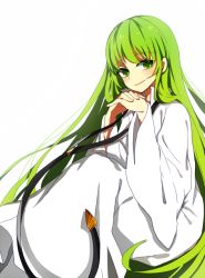 Rule 34 | 1boy, 1girl, androgynous, c.c., code geass, enkidu (fate), fate/grand order, fate (series), green eyes, green hair, long hair, looking at viewer, male focus, smile, solo, solo focus, very long hair, white background