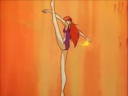 Rule 34 | 1990s (style), 1girl, animated, attack, bare legs, bare shoulders, barefoot, baseball, breasts, fire, lina inverse, long hair, looking at viewer, magic, one-piece swimsuit, red eyes, red hair, retro artstyle, simple background, slayers, solo, straight hair, swimsuit, very long hair, video