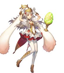 Rule 34 | 1girl, animal ears, cleavage cutout, clothing cutout, covered navel, dress, egg, fake animal ears, fire emblem, fire emblem heroes, flat chest, full body, gloves, hair ornament, high heels, highres, long hair, nintendo, official art, open mouth, pantyhose, puffy short sleeves, puffy sleeves, rabbit ears, rabbit pose, red eyes, see-through, short dress, short sleeves, silver hair, solo, transparent background, umiu geso, veronica (fire emblem), white gloves