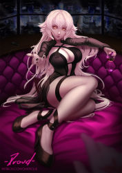 Rule 34 | breasts, cleavage, fate/grand order, fate (series), glass, high heels, highres, jeanne d&#039;arc alter (fate), jeanne d&#039;arc (fate), large breasts, long hair, looking at viewer, nail polish, oakproud, sitting, thighs