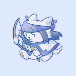 Rule 34 | ainu clothes, animalization, arrow (projectile), asirpa, black hair, blue eyes, bow (weapon), cape, earrings, golden kamuy, highres, holding, holding bow (weapon), holding weapon, hoop earrings, jewelry, long hair, simple background, solo, songyeerhu, weapon, white cape, white wolf, wolf