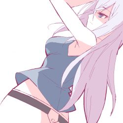 Rule 34 | 10s, 1girl, 9law, arms up, bad id, bad pixiv id, blue eyes, breasts, cardfight!! vanguard, female focus, light purple hair, long hair, simple background, solo, tokura misaki, white background