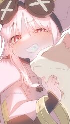 Rule 34 | 1girl, amemasu79, blush, buttons, cat, close-up, coat, commentary request, fate/grand order, fate (series), habetrot (fate), highres, long hair, pink coat, pink eyes, pink hair, pink headwear, smile, solo, teeth
