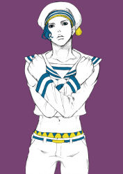 Rule 34 | 1boy, blue hair, chounorin, hat, jojo no kimyou na bouken, jojolion, kira yoshikage (jojolion), male focus, sailor, sailor hat, solo