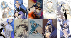 Rule 34 | 00s, android, ass, bad id, bad pixiv id, blue hair, chobihige, collage, comparison, elbow gloves, gloves, kos-mos, kos-mos ver. 3, kos-mos ver. 4, long hair, red eyes, xenosaga, xenosaga episode i, xenosaga episode ii, xenosaga episode iii
