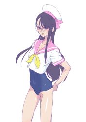 Rule 34 | glasses, heartcatch precure!, long hair, muramura hito, one-piece swimsuit, precure, swimsuit, swimsuit under clothes, tsukikage yuri
