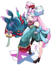 1girl creatures_(company) flutter_mane game_freak iono_(fall_2024)_(pokemon) iono_(pokemon) jiangshi jiangshi_costume nintendo official_alternate_costume pokemon pokemon_(creature) pokemon_masters_ex pwgp6_tomato