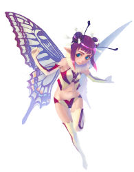Rule 34 | 1girl, antennae, butterfly wings, fairy, insect wings, pointy ears, simple background, solo, thighhighs, weno, wings