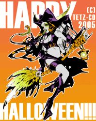 Rule 34 | boots, breasts, broom, cleavage, halloween, high heels, horns, jewelry, lamp, ring, shoes, tetz-co