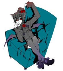 Rule 34 | androgynous, animal ears, bad anatomy, bad proportions, black hair, black thighhighs, cat ears, gender request, goth fashion, lowres, poorly drawn, red eyes, solo, thighhighs