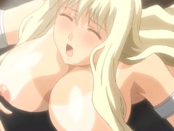 Rule 34 | 00s, ane to boin, animated, animated gif, blonde hair, blush, bouncing breasts, breasts, covered erect nipples, hanamaru tokiko, huge breasts, implied sex, moaning, nipples, nude, tan, tanline