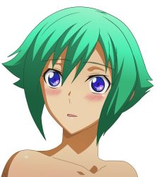 Rule 34 | 10s, 1girl, absurdres, aquarion (series), aquarion evol, blush, green hair, highres, non-web source, purple eyes, transparent background, vector trace, zessica wong