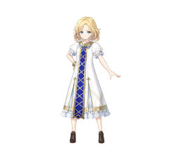 Rule 34 | 1girl, absurdres, blonde hair, blue eyes, blush, bracelet, closed mouth, commentary request, detached sleeves, dress, fire emblem, fire emblem: mystery of the emblem, fire emblem heroes, frilled dress, frills, full body, gold trim, hand on own hip, highres, jewelry, kousei horiguchi, lips, looking at viewer, medium hair, necklace, nintendo, official art, puffy short sleeves, puffy sleeves, ribbon, shoes, short sleeves, simple background, solo, standing, white background, white dress, yuliya (fire emblem)