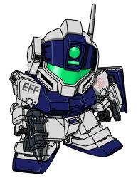Rule 34 | chibi, eyedanger, gm sniper ii, gun, gundam, gundam side story: rise from the ashes, highres, mecha, no humans, robot, shield, simple background, solo, weapon