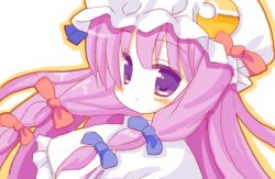 Rule 34 | 1girl, bow, crescent hat ornament, female focus, full body, hat, hat ornament, long hair, meito (maze), patchouli knowledge, pink bow, purple eyes, purple hair, solo, touhou