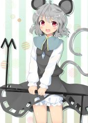 Rule 34 | 1girl, animal ears, bloomers, blush, boushi (nandemo), capelet, cowboy shot, grey hair, jewelry, mouse ears, mouse tail, nandemo118, nazrin, pendant, red eyes, short hair, smile, solo, tail, touhou, underwear
