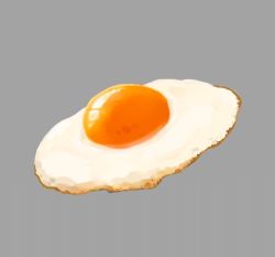 Rule 34 | commentary request, egg (food), food, food focus, fried egg, grey background, mojamoja aa, no humans, original, simple background, still life, sunny side up egg