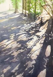 Rule 34 | day, highres, nature, no humans, original, painting (medium), scenery, shadow, sunlight, tlctm7h8wdwnthx, traditional media, tree, tree shade, watercolor (medium)