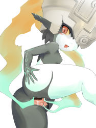 Rule 34 | 1girl, ass, blush, censored, fang, gomapurin, leg lift, midna, nintendo, prehensile hair, presenting, pussy, pussy juice, red eyes, solo, spread pussy, the legend of zelda, the legend of zelda: twilight princess