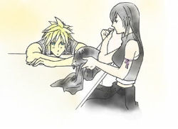 Rule 34 | 1990s (style), cloud strife, final fantasy, final fantasy vii, lowres, sewing, tifa lockhart