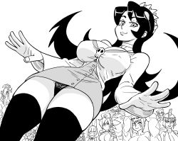 Rule 34 | 2boys, 6+girls, absurdres, alternate costume, bb (baalbuddy), beowulf (skullgirls), big band, black hair, breasts, cerebella (skullgirls), cleavage, double (skullgirls), dutch angle, eliza (skullgirls), filia (skullgirls), greyscale, highres, lace, lace-trimmed panties, lace trim, large breasts, long hair, looking at viewer, monochrome, ms. fortune (skullgirls), multiple boys, multiple girls, painwheel (skullgirls), panties, peacock (skullgirls), skirt, skullgirls, smile, thighhighs, thighs, underwear, upskirt, valentine (skullgirls), vice-versa (skullgirls)