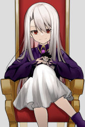 Rule 34 | absurdres, chair, fate/stay night, fate (series), heracles (fate), highres, illyasviel von einzbern, long hair, red eyes, sitting, white hair